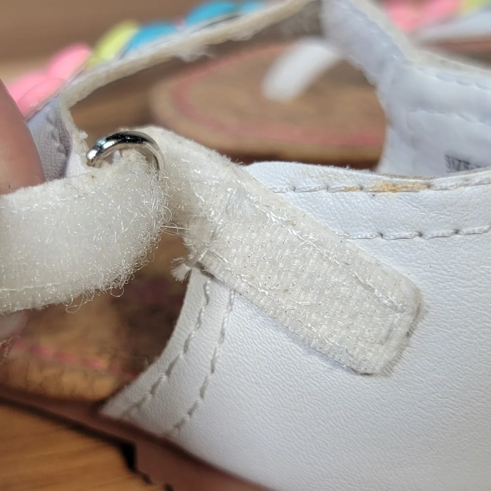 Carter's Kids Daisy 2 White Sandals with Neon Flowers Toddler Size 5
